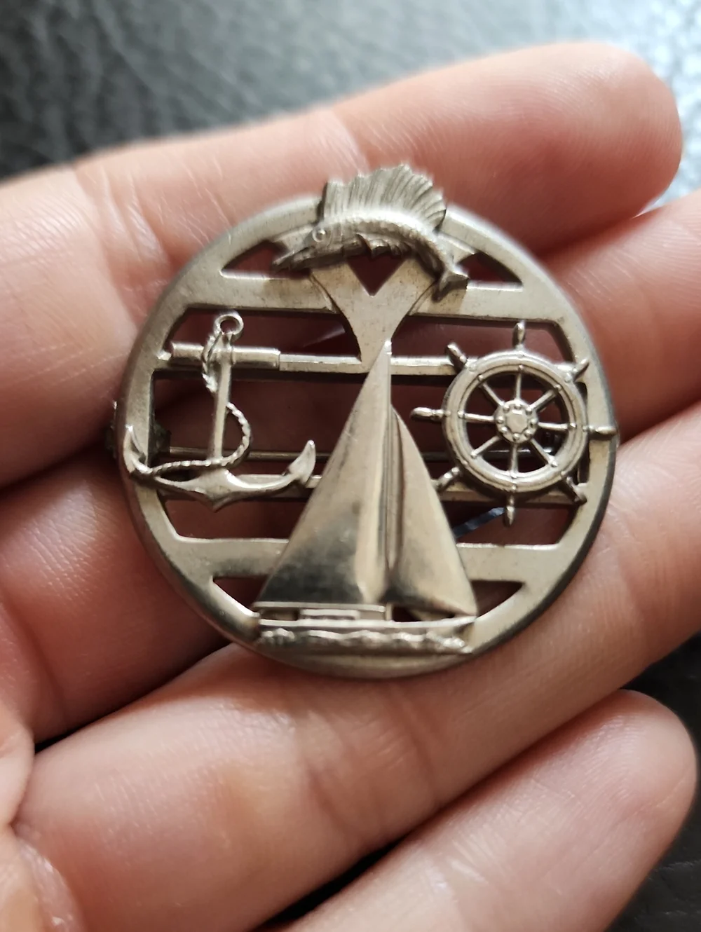VTG Silver-Tone Nautical Sailboat Brooch